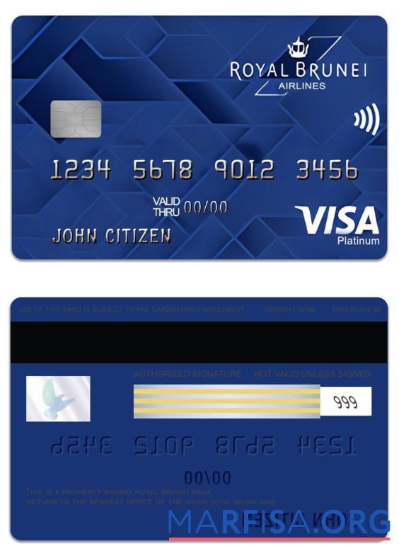 Blank Brunei Baiduri Bank Royal Brunei Visa Platinum Credit Card download for verification